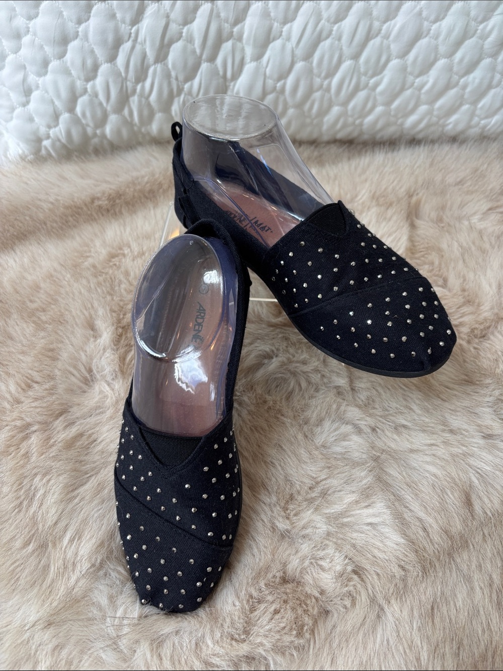 Ardene Black Studded Slip-On Flats
